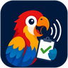 ParOkay logo: a red macaw holding a checked clipboard